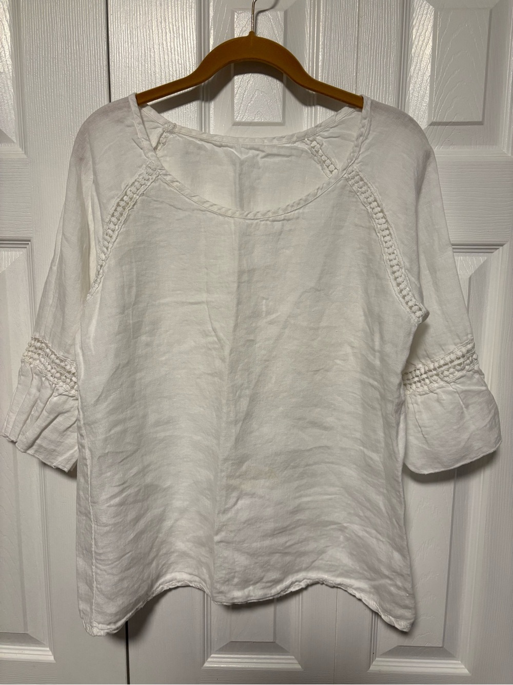 Beautiful White Linen Peasant Top